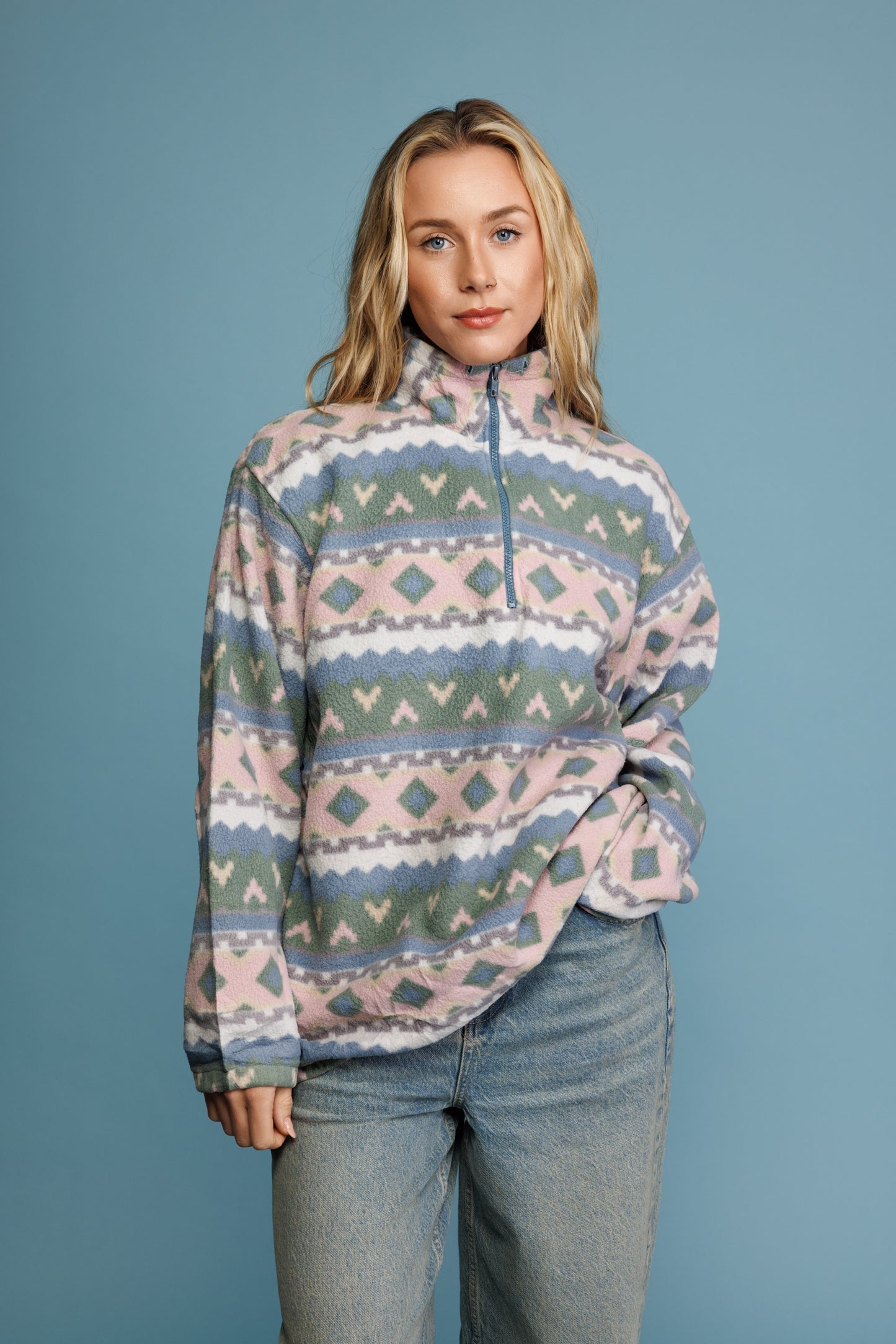 90's Pastel Aztec Fleece M