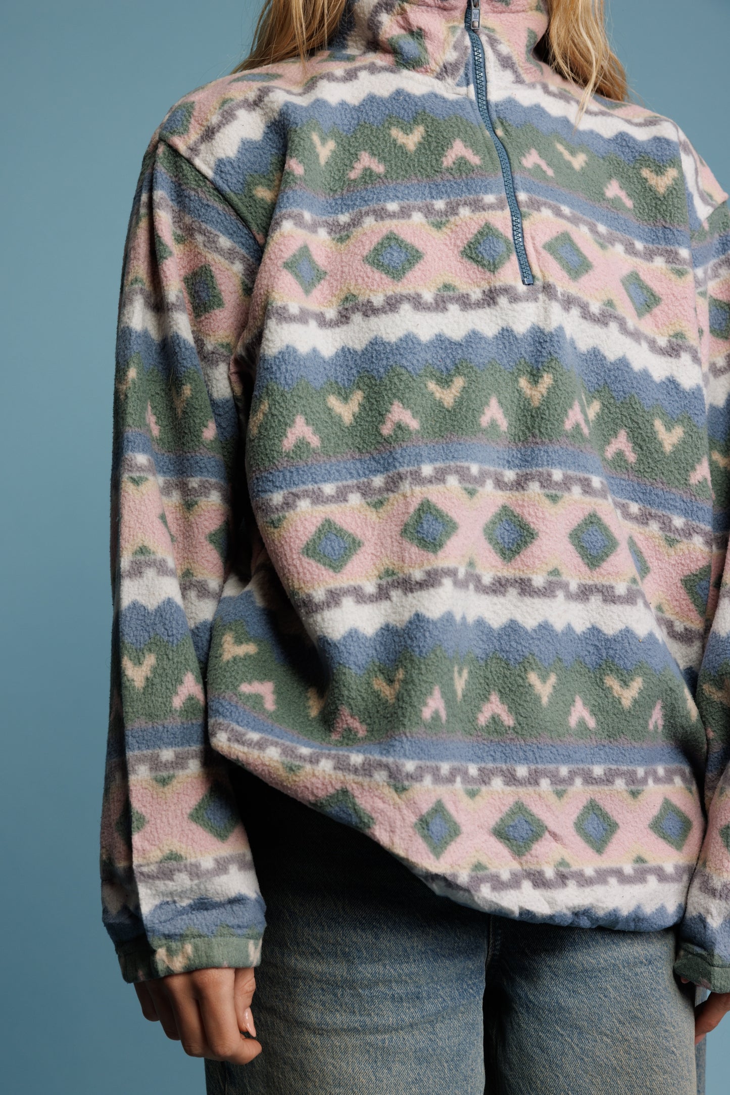 90's Pastel Aztec Fleece M