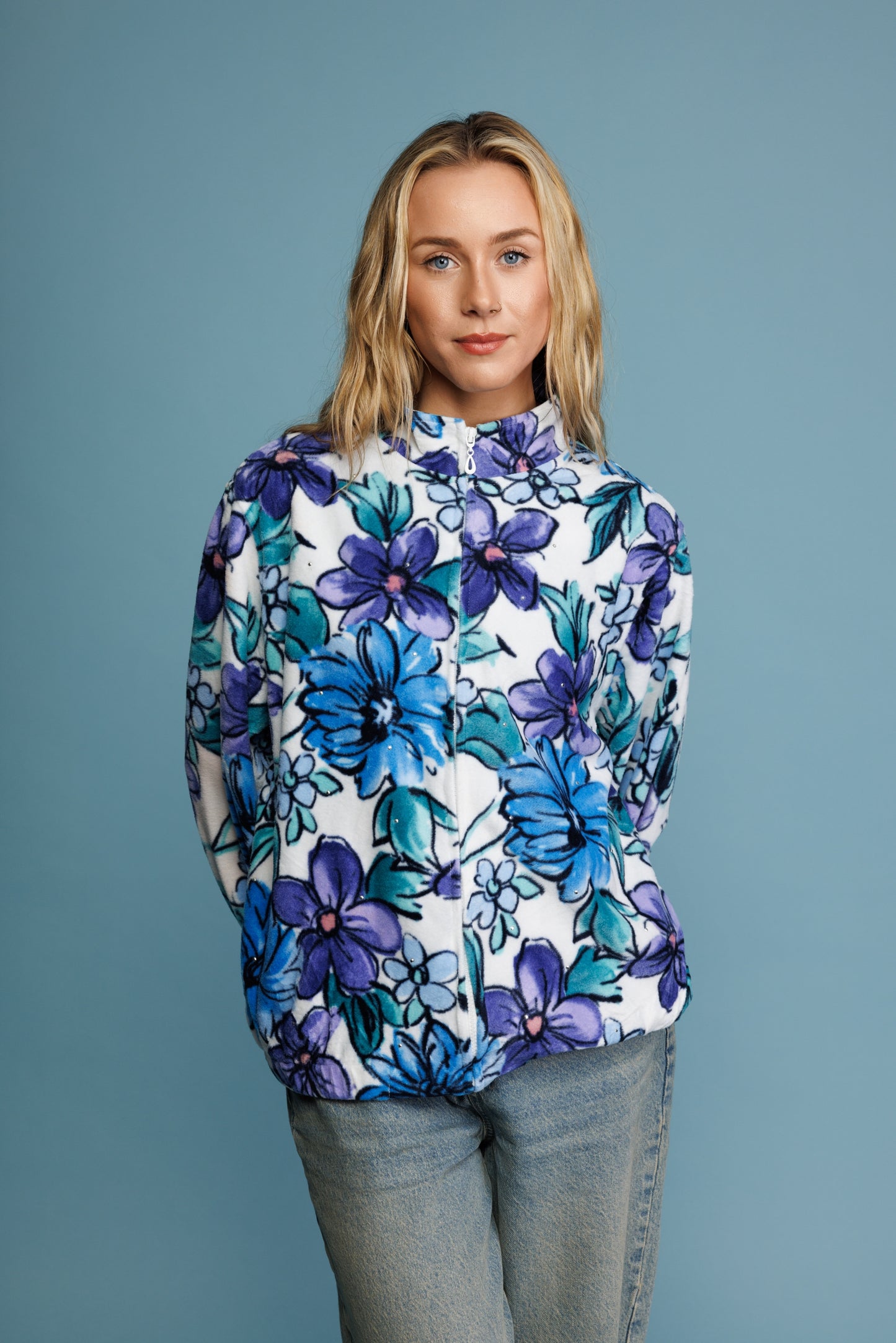 80's Floral Fleece M