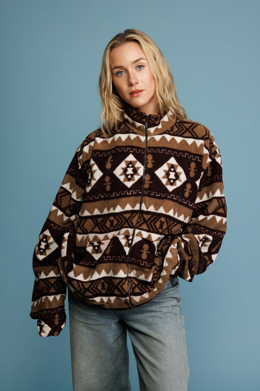 80's Brown Aztec Cozy Fleece XL