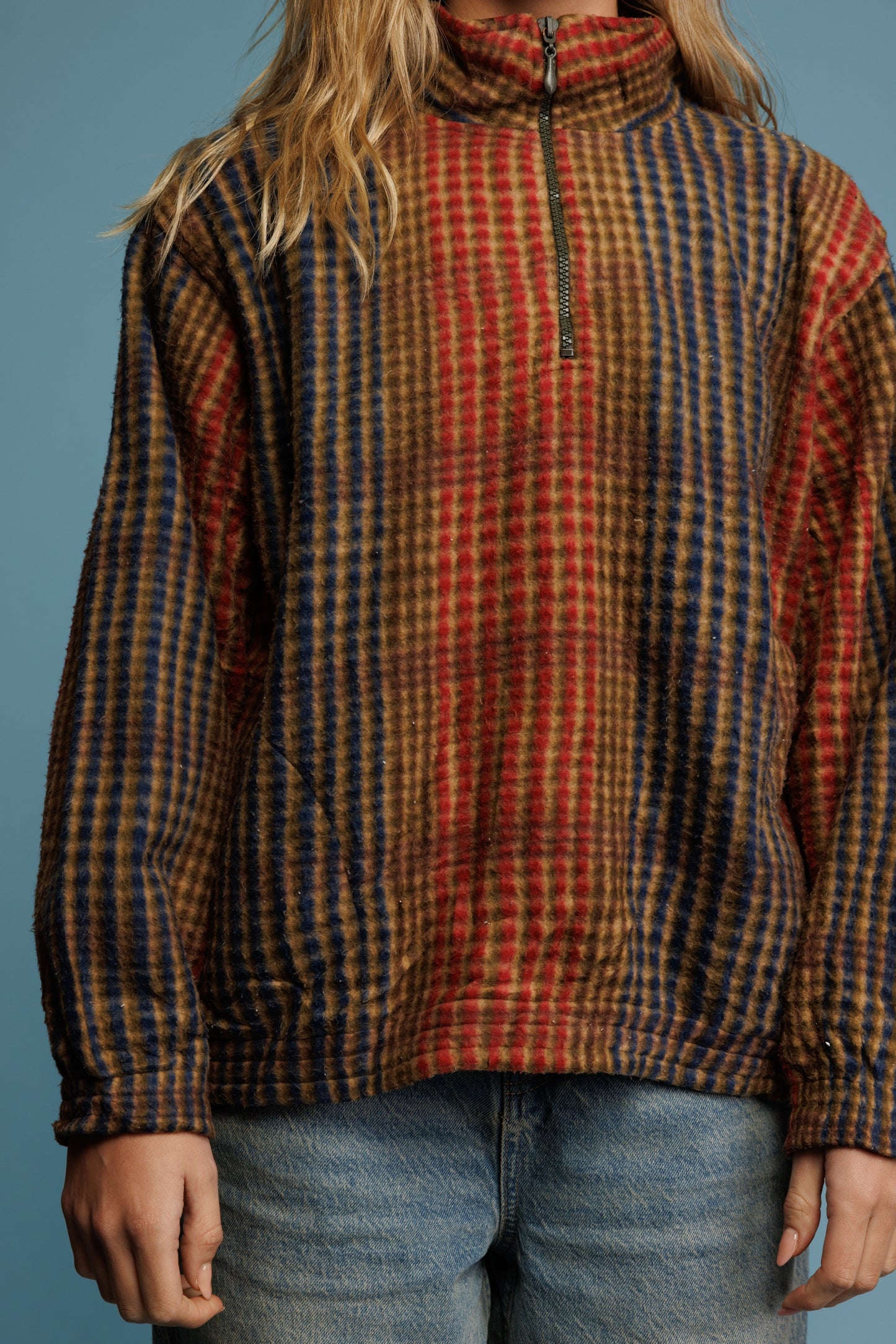 90's Earthtone Check Petite Fleece S/M