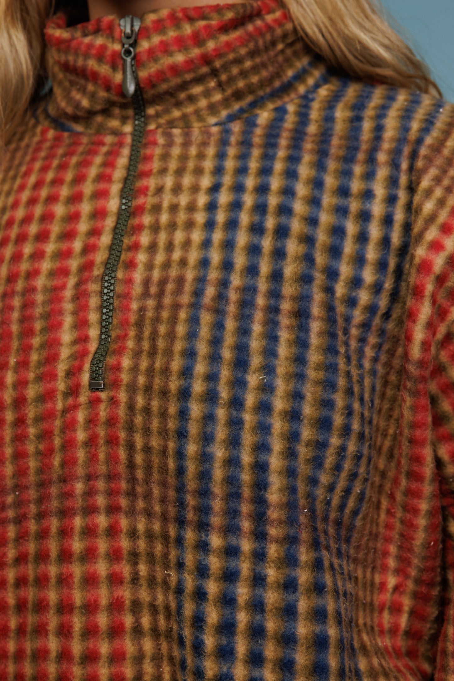 90's Earthtone Check Petite Fleece S/M