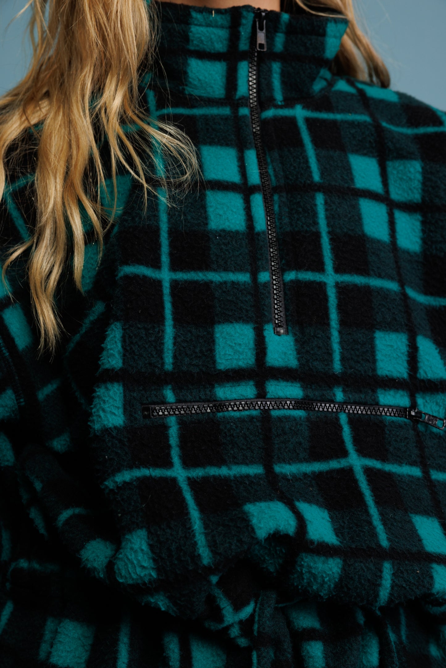 90's Checkered Longline Fleece L/XL