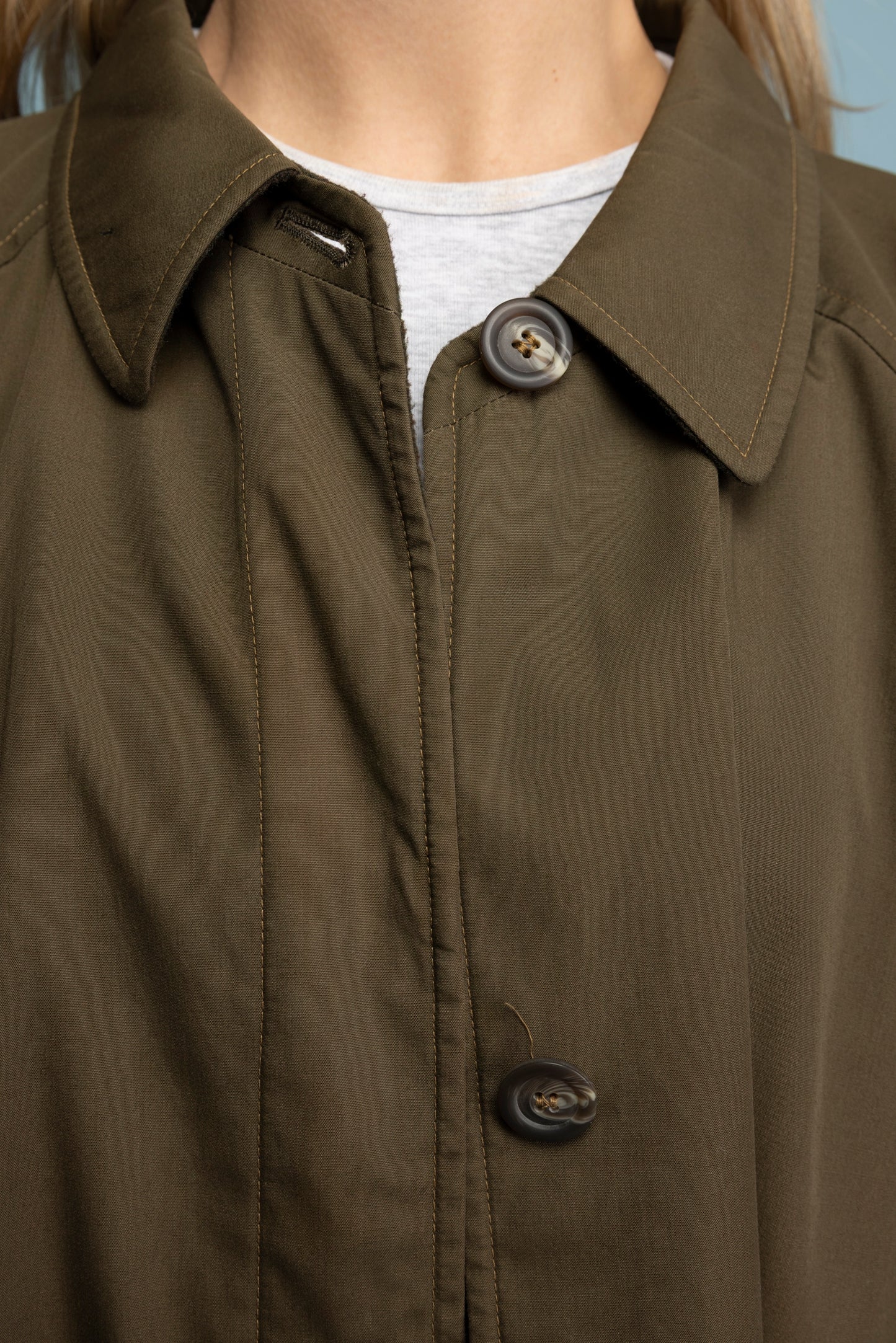 80's Khaki Green Lined Trench M/L