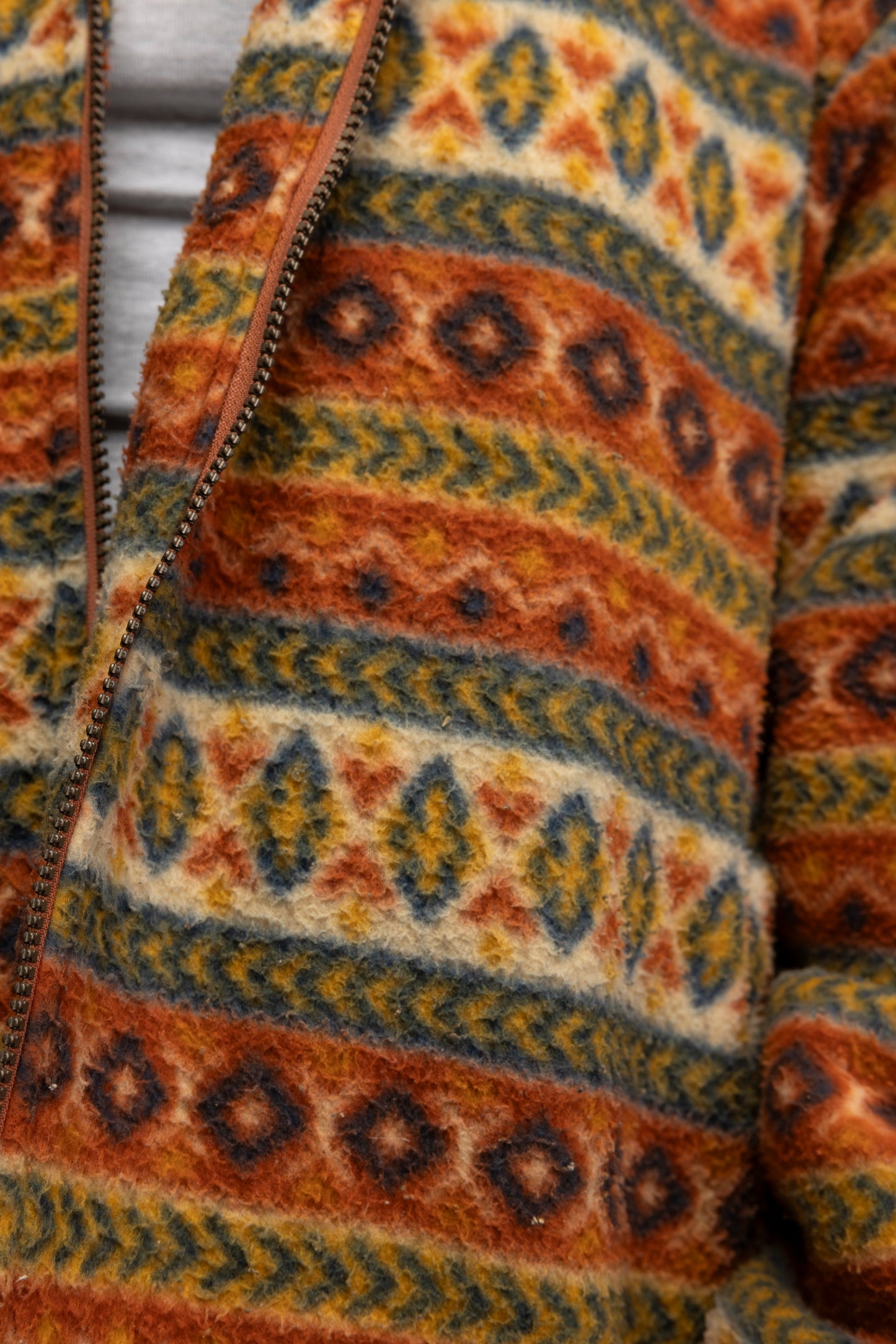 80's Orange Aztec Fleece Jacket XL