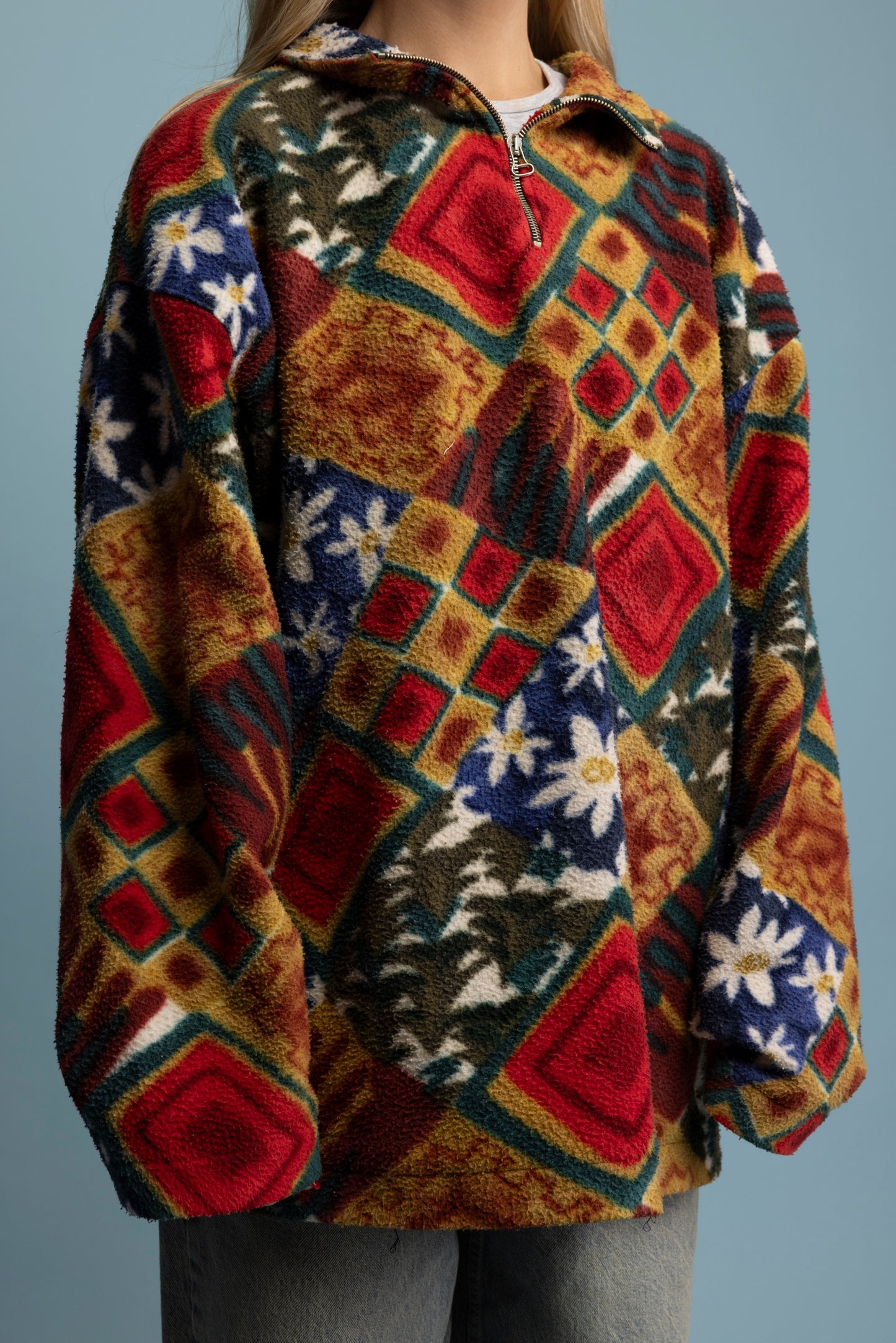 90's Patchwork Patterend Fleece L/XL