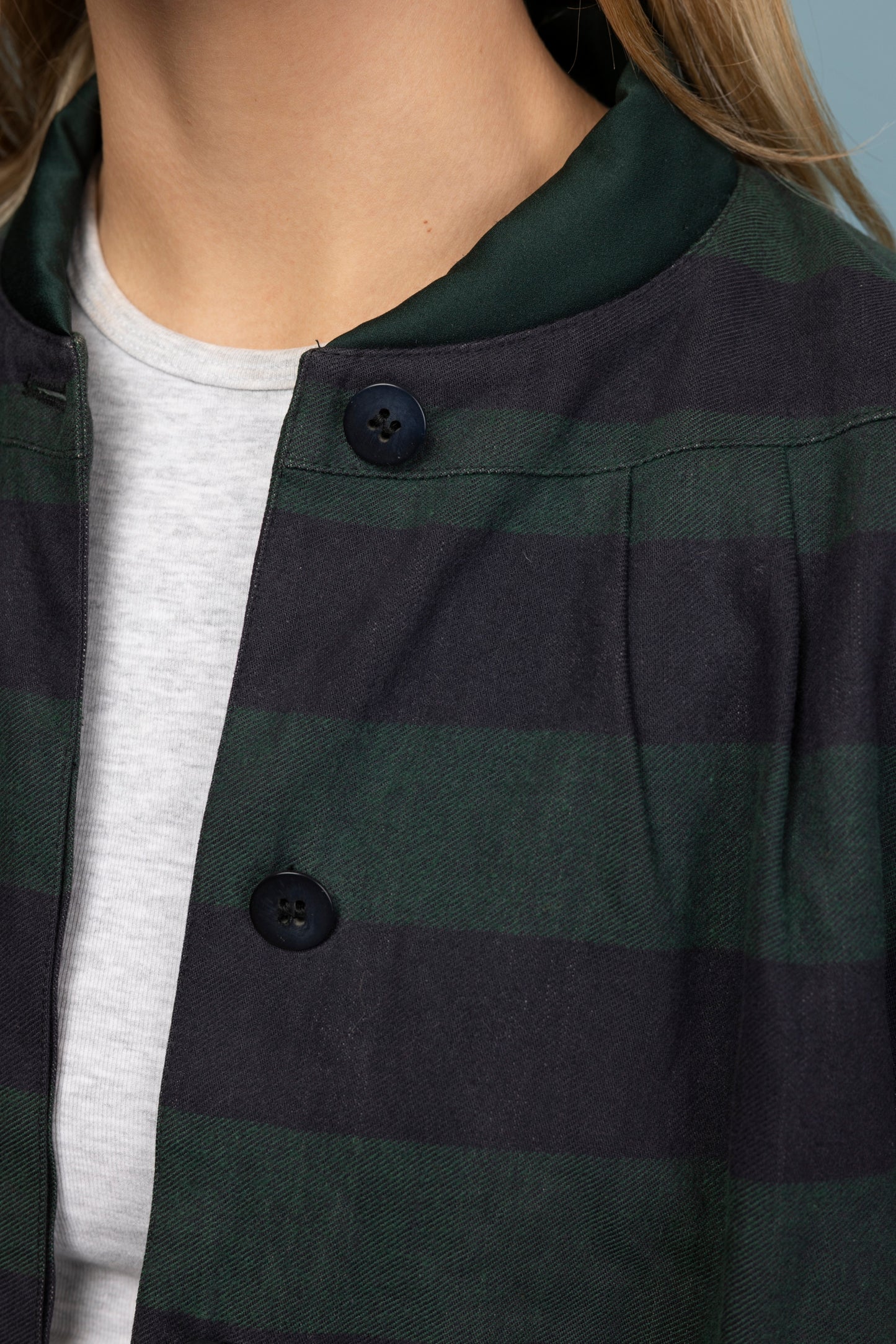 1980's Green & Navy Striped Bomber M