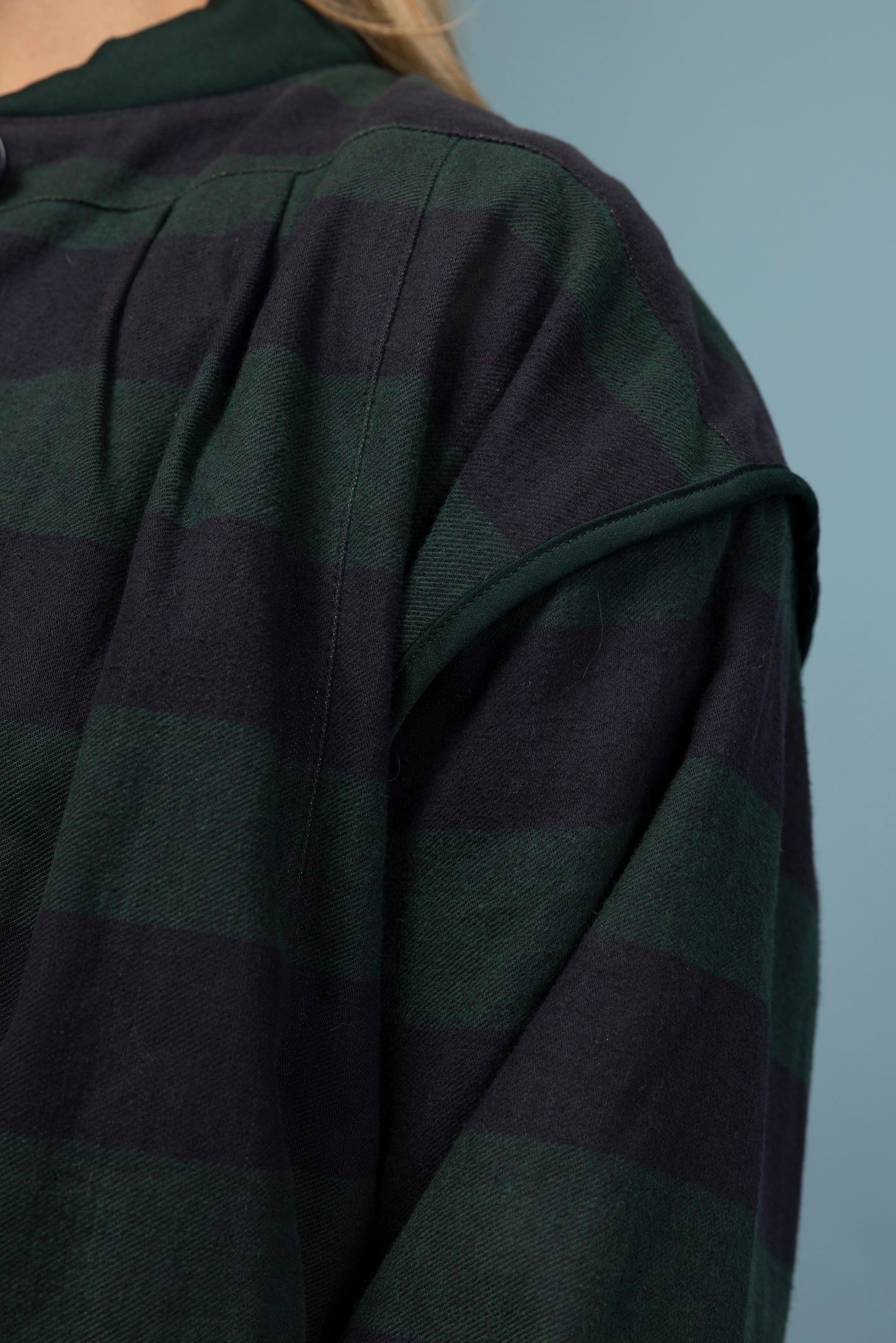 1980's Green & Navy Striped Bomber M