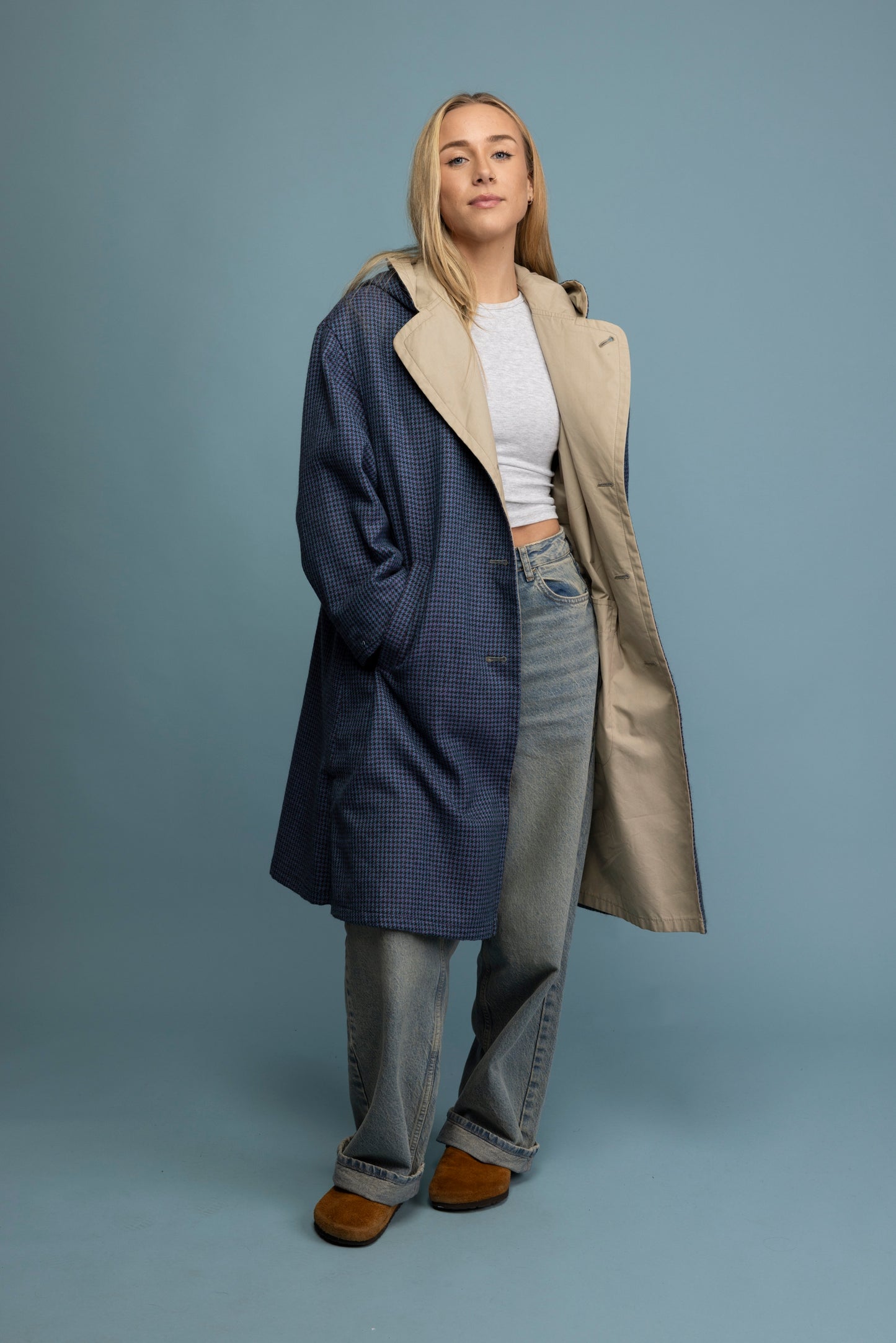 1980's Reversibile Trenchcoat & Wool Overcoat M