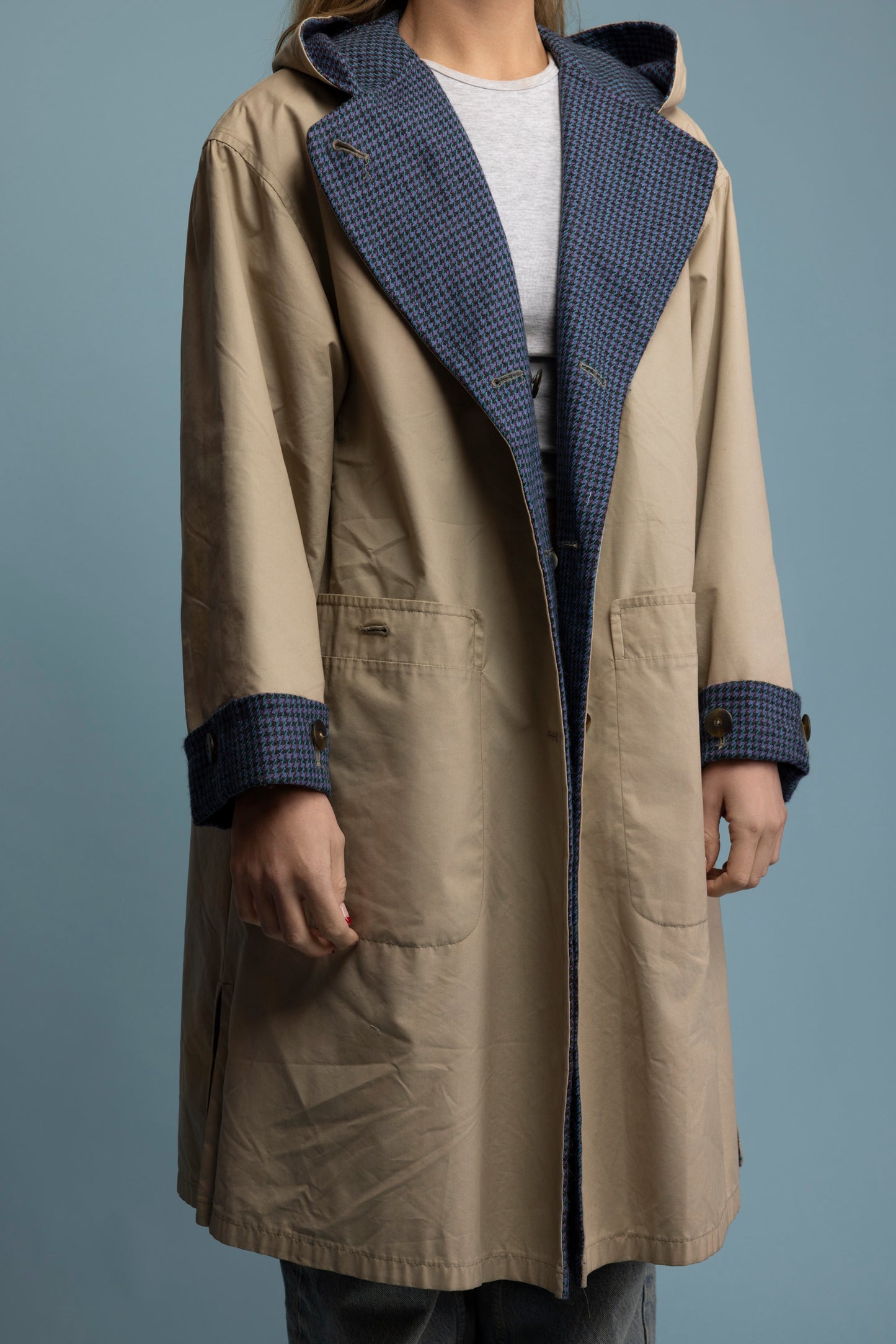 1980's Reversibile Trenchcoat & Wool Overcoat M