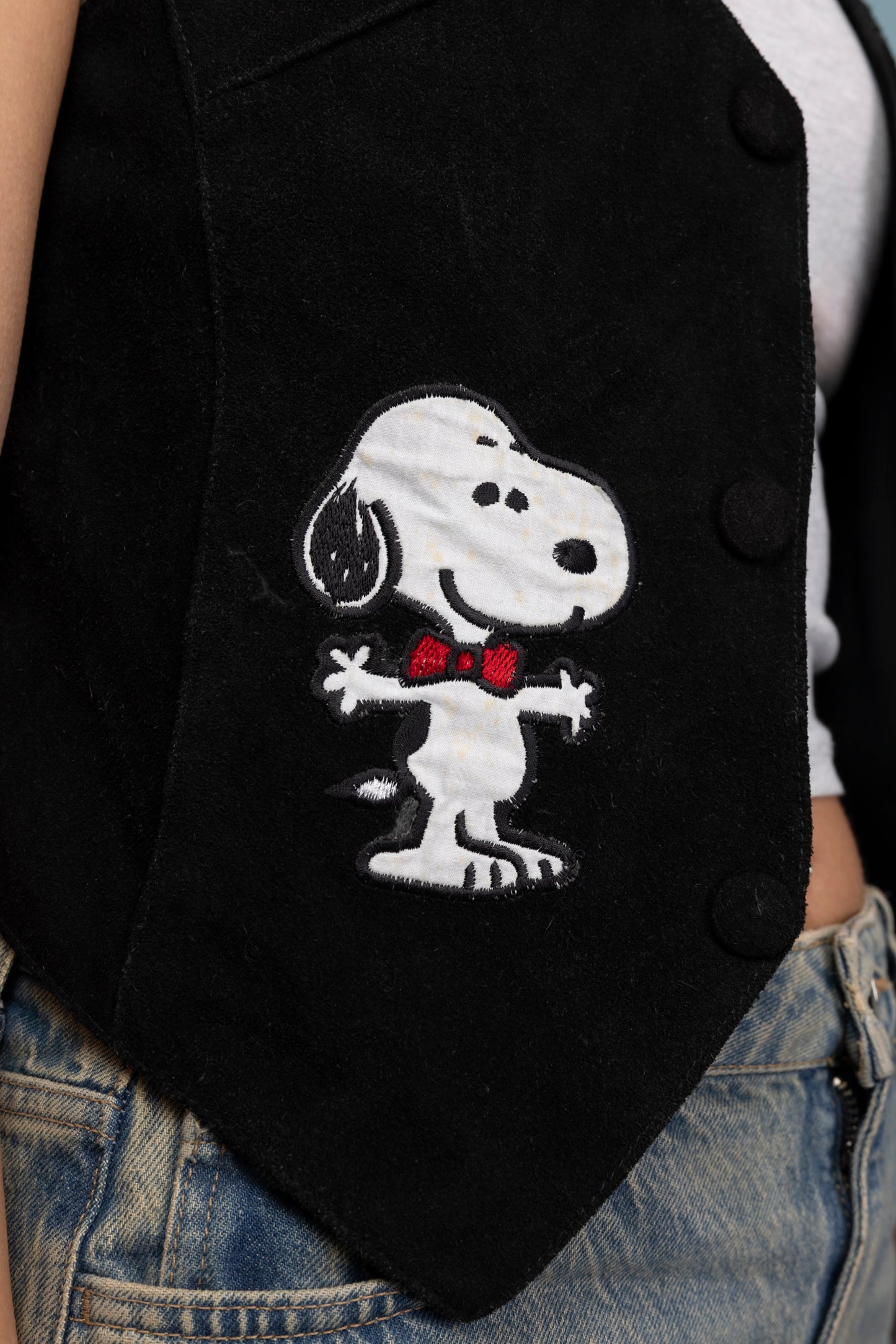 1970's Peanuts Suede Snoopy Waistcoat S