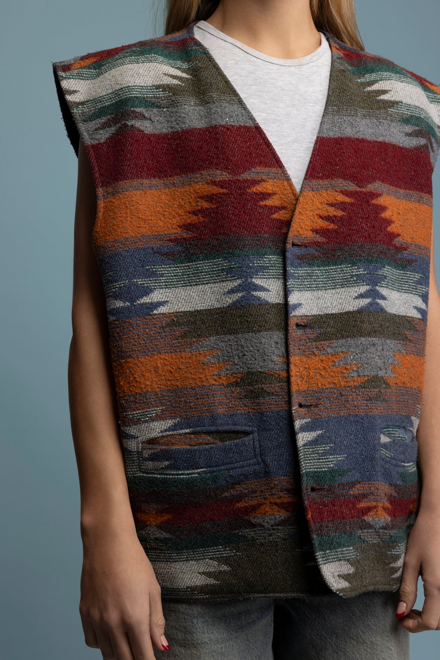 70's Wool Aztec Gilet L/XL