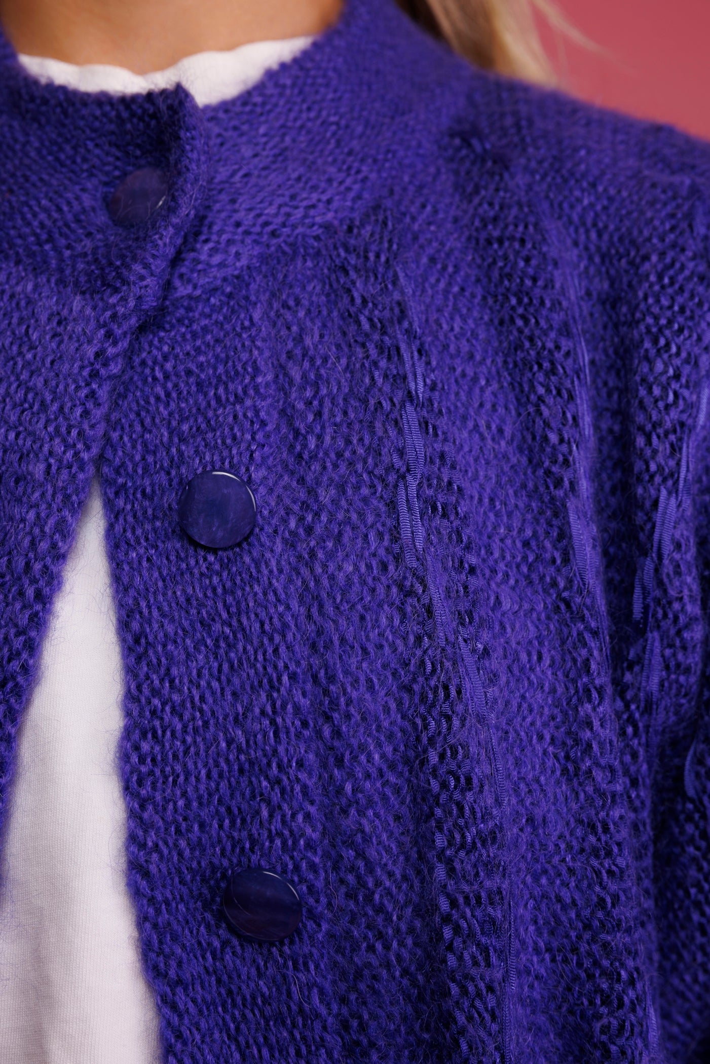 80's Purple Mohair Cardigan M