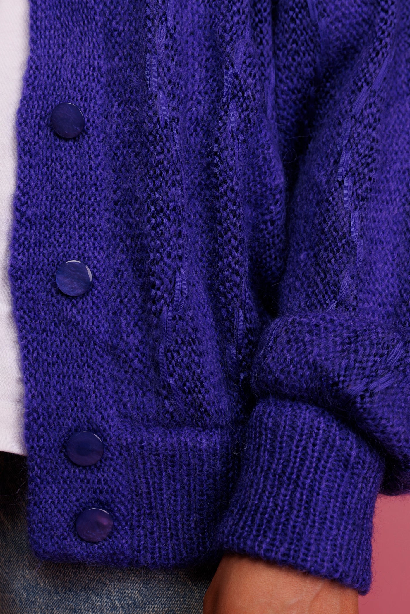 80's Purple Mohair Cardigan M