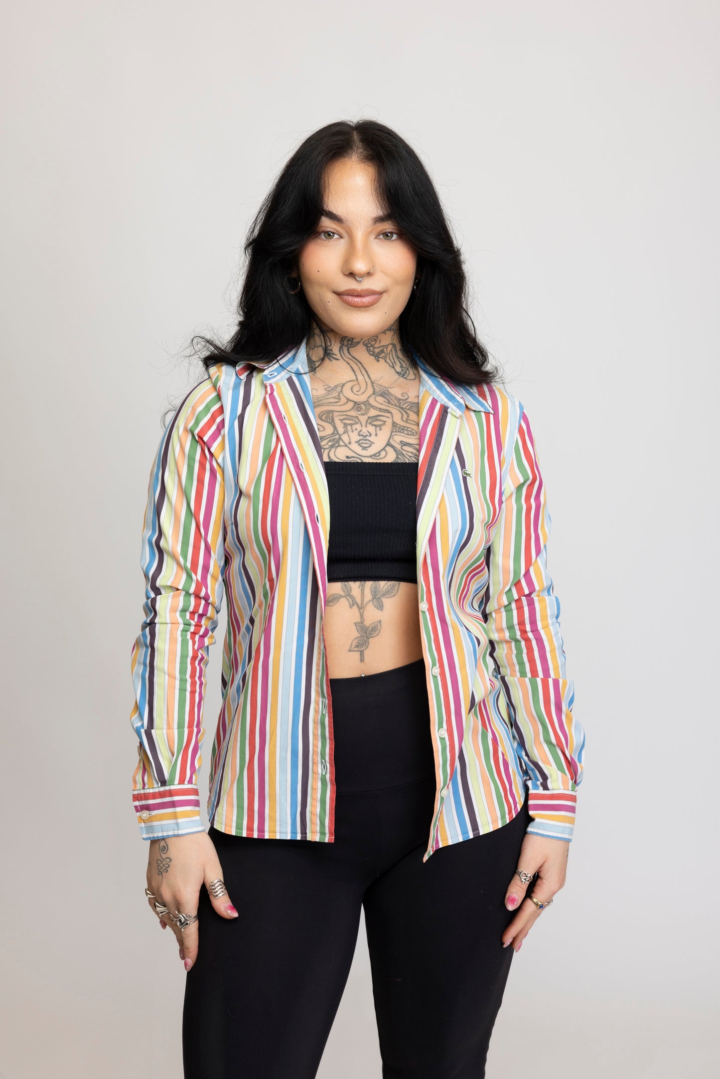80's Rainbow Lacoste Striped Shirt S/M