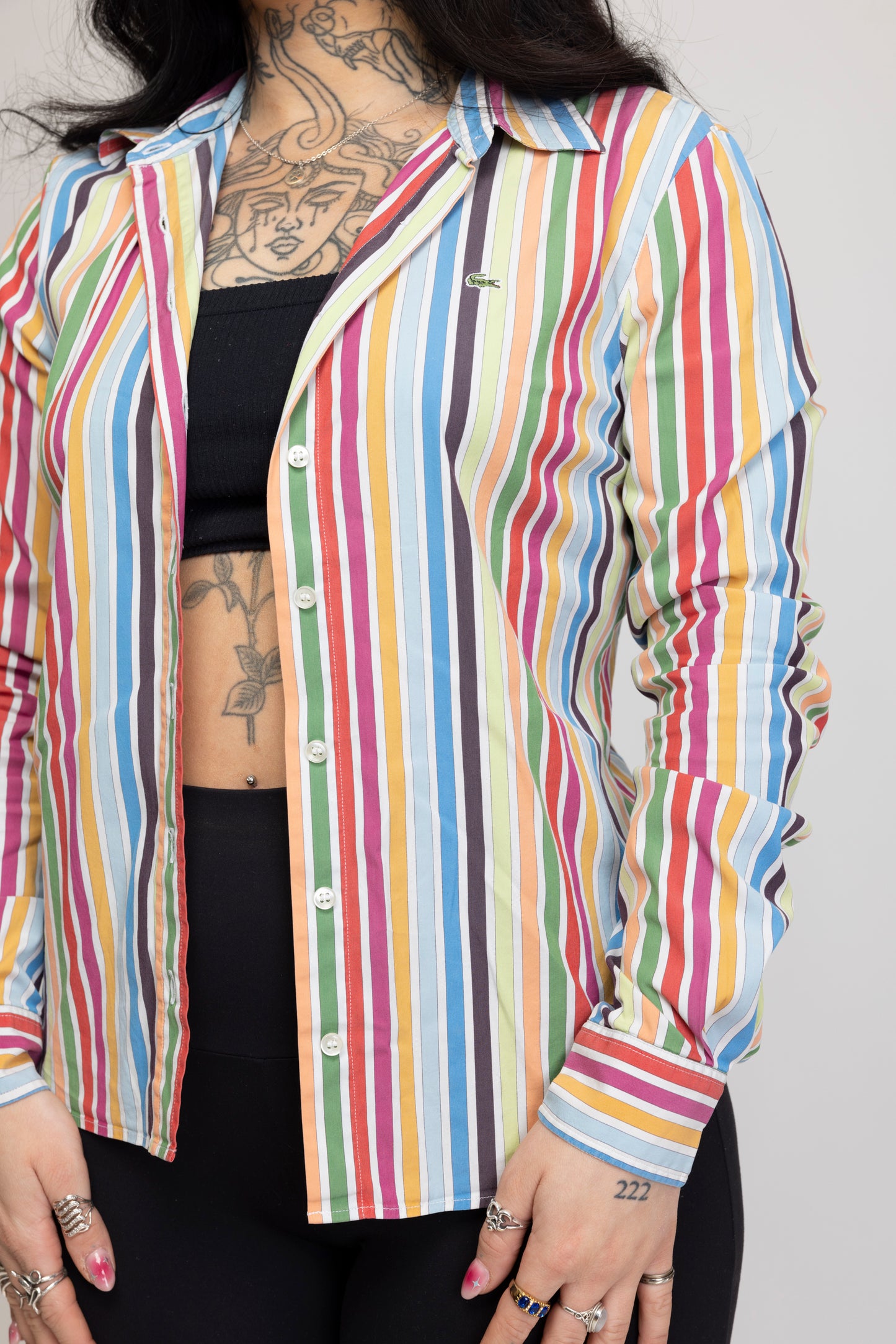 80's Rainbow Lacoste Striped Shirt S/M