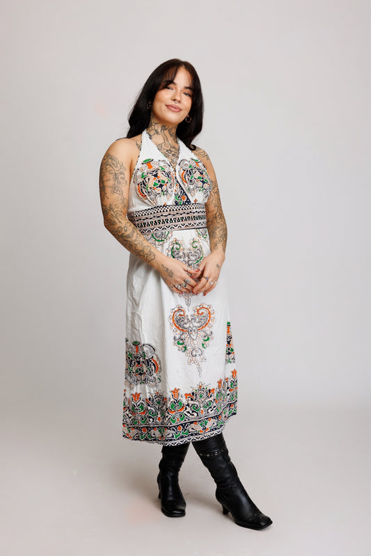 90's Haltar Paisley Dress S