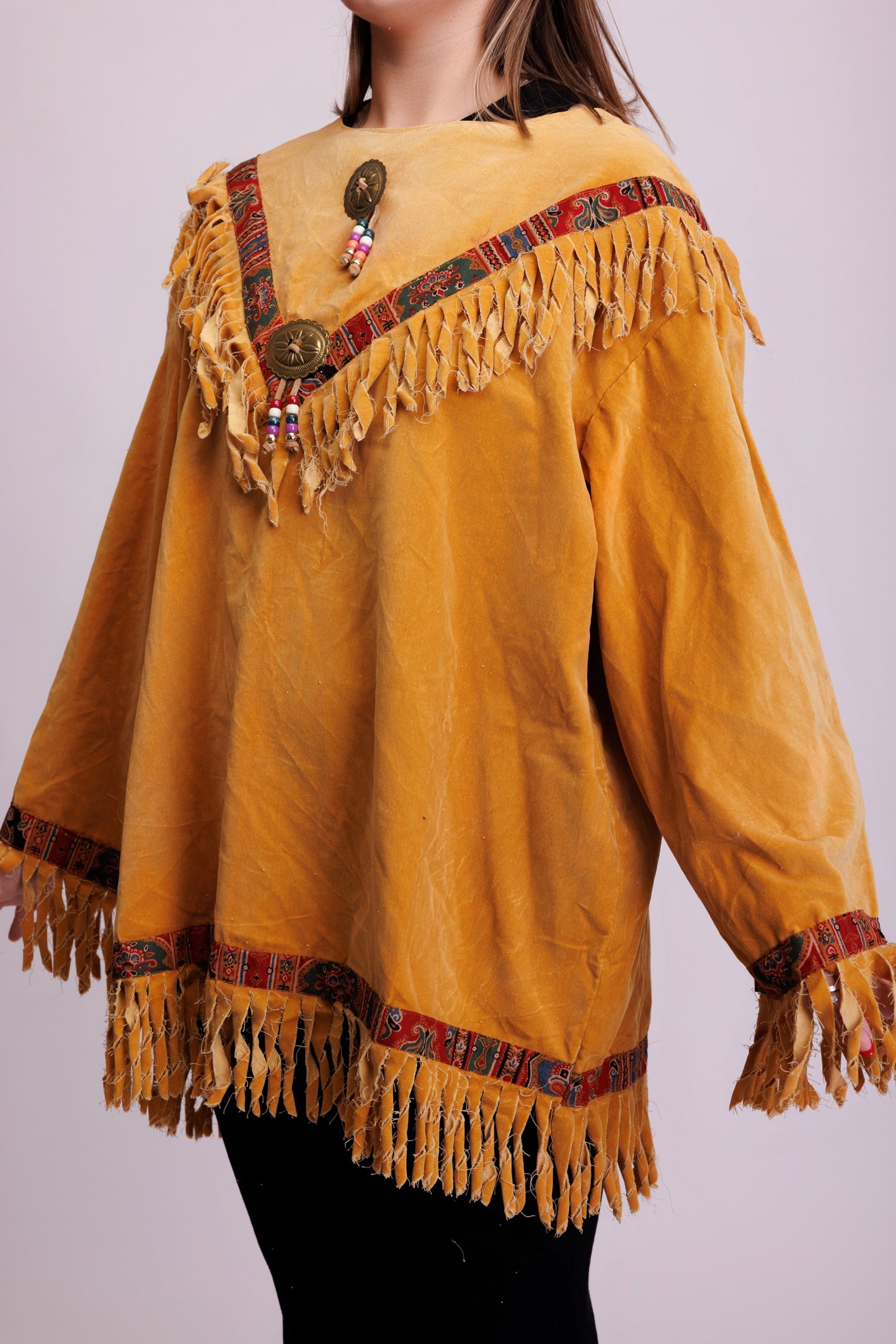 70’s Suedette Fringed Tunic L