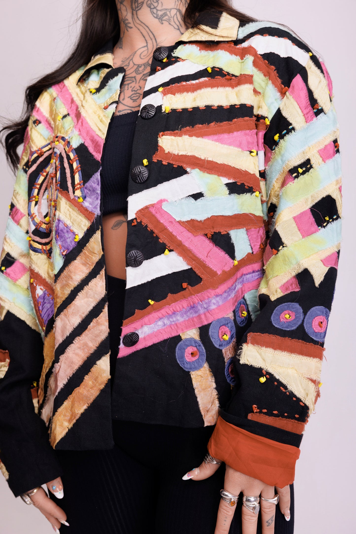 80’s Patchwork Abstract Jacket M