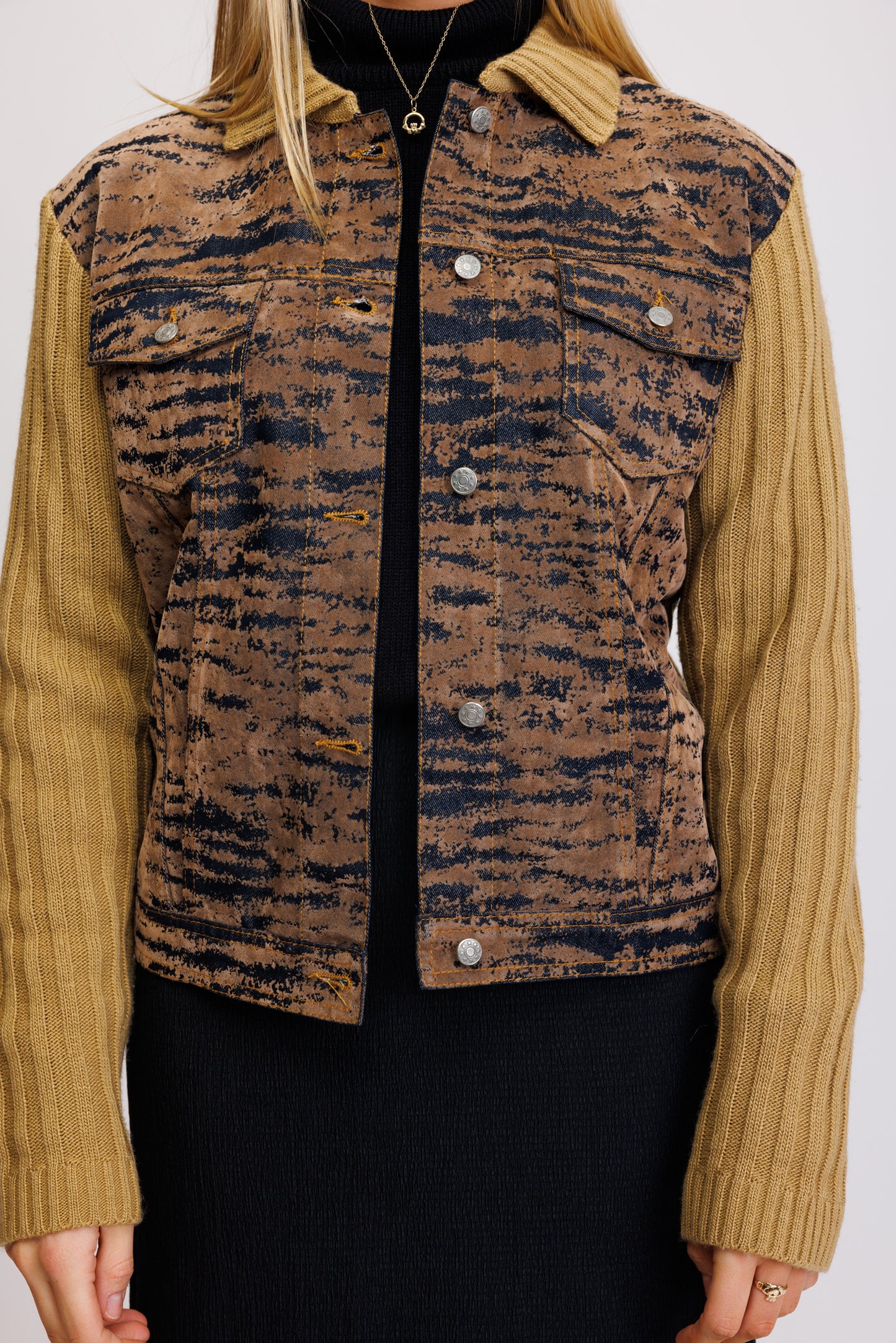 70's Animal Print Knit Jacket S/M