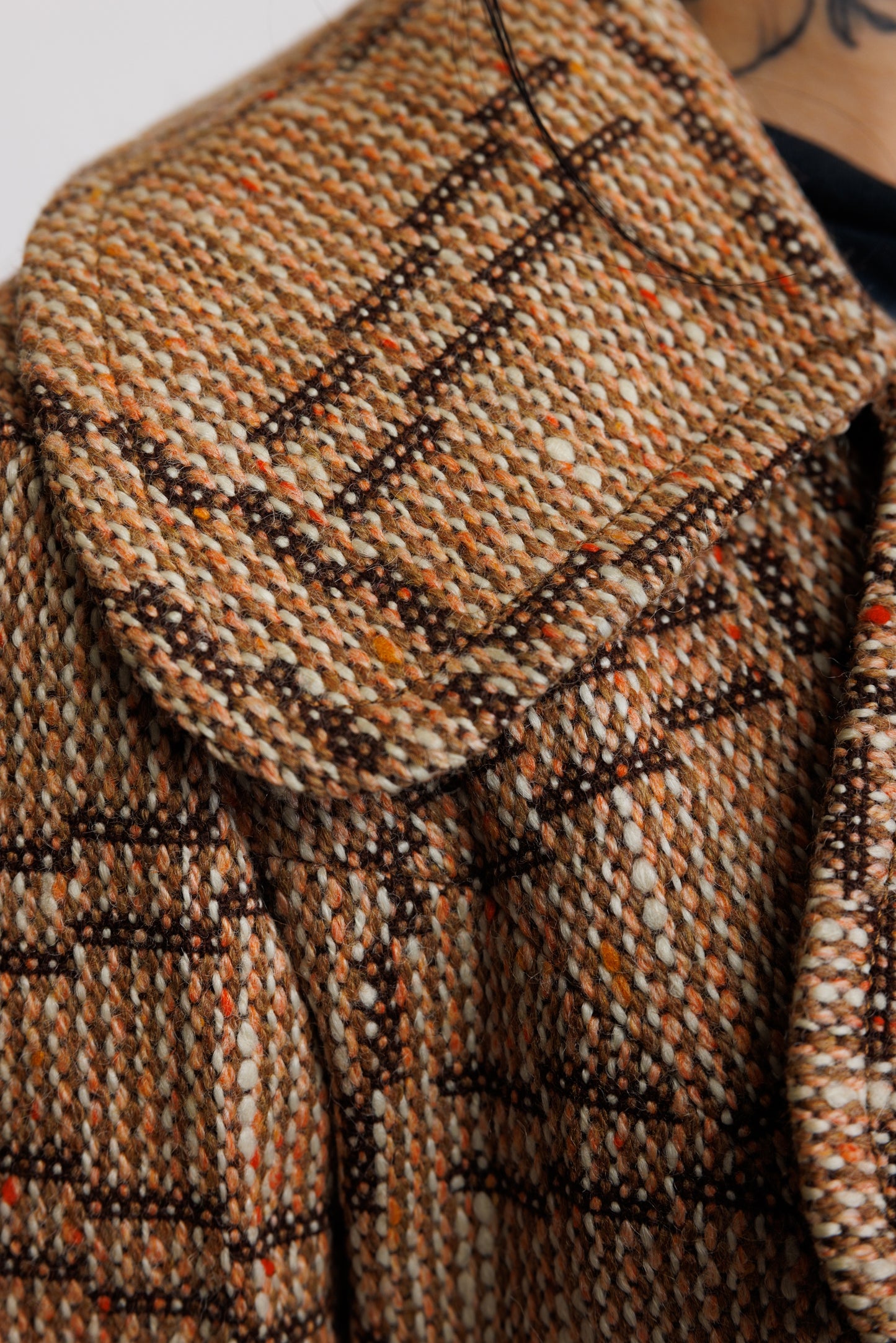 1970's Tweed Trench Coat M